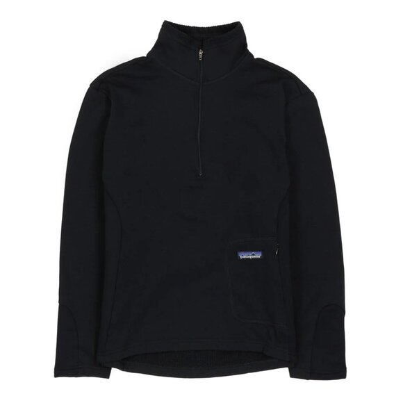 Patagonia Men's Medium R1 Fleece Pullover Black Quarter Zip Performance‎ Top - Picture 1 of 5